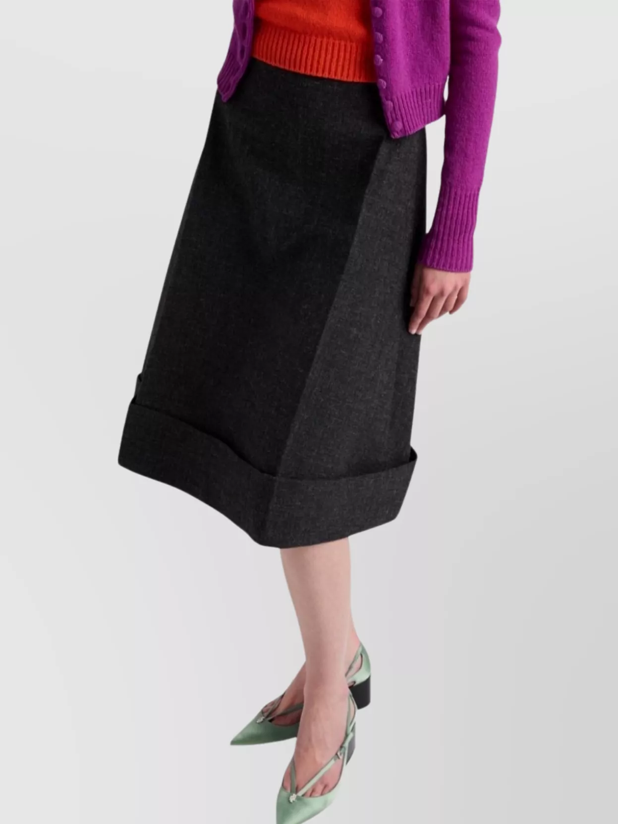 Prada A-Line Skirt With Textured Folded Hem