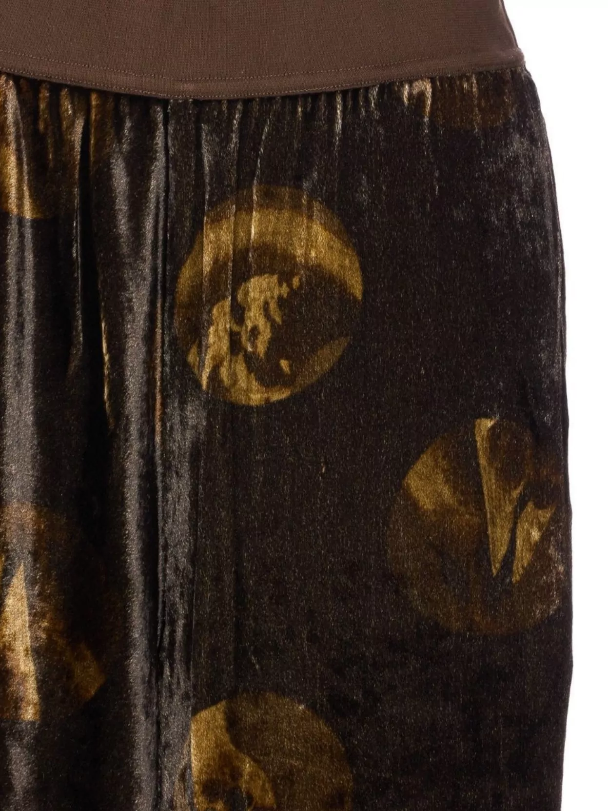 Uma Wang Wide Leg Velvet Trousers With Abstract Print In Brown