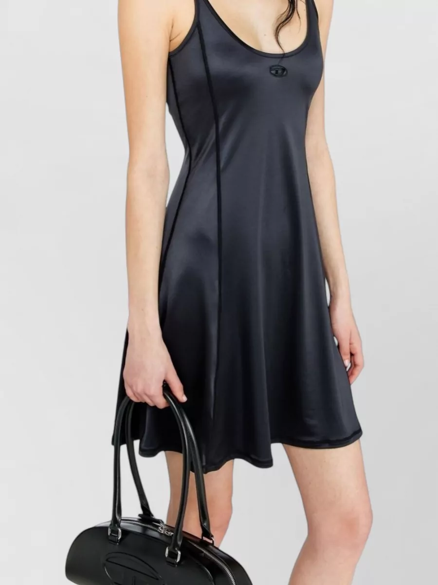 Diesel Scoop Neck Spaghetti Strap Flared Mini Dress
