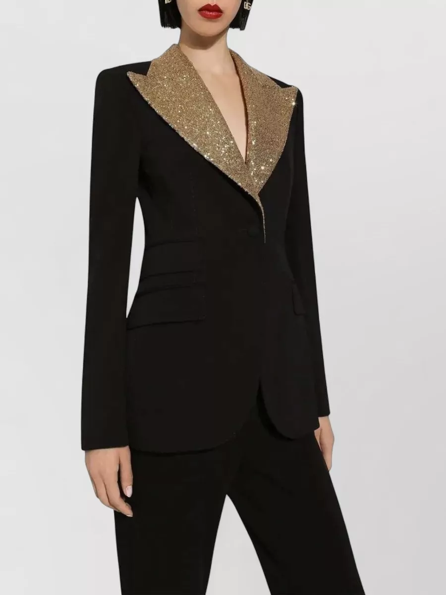 Dolce&Gabbana Sequin Virgin Wool Tailored Blazer Jacket