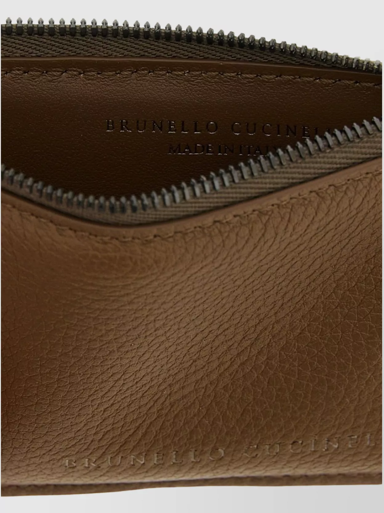 Brunello Cucinelli Textured Card Holder Zipper Pull