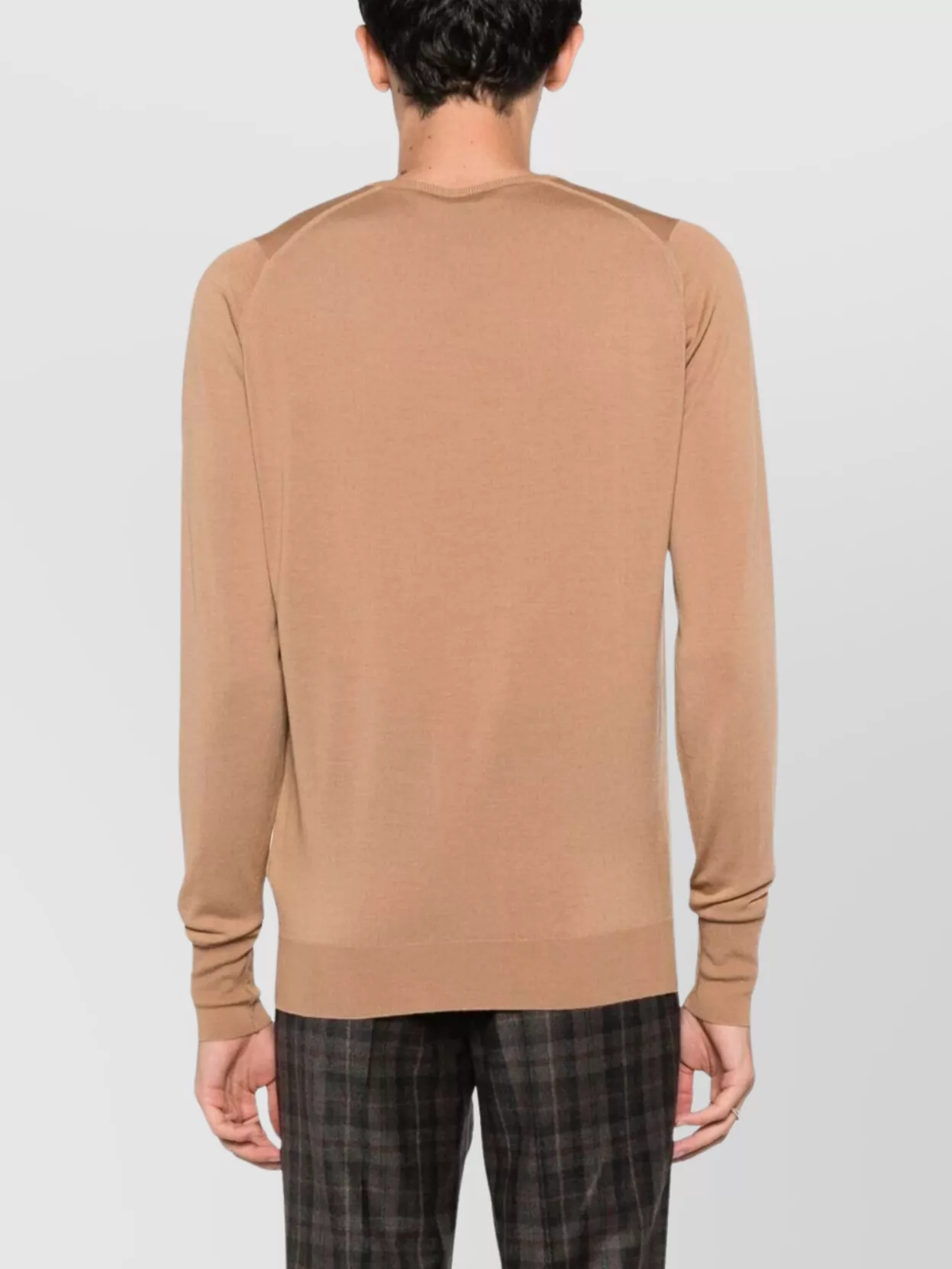 John Smedley Ribbed Hem Long Sleeve Crew Neck Pullover