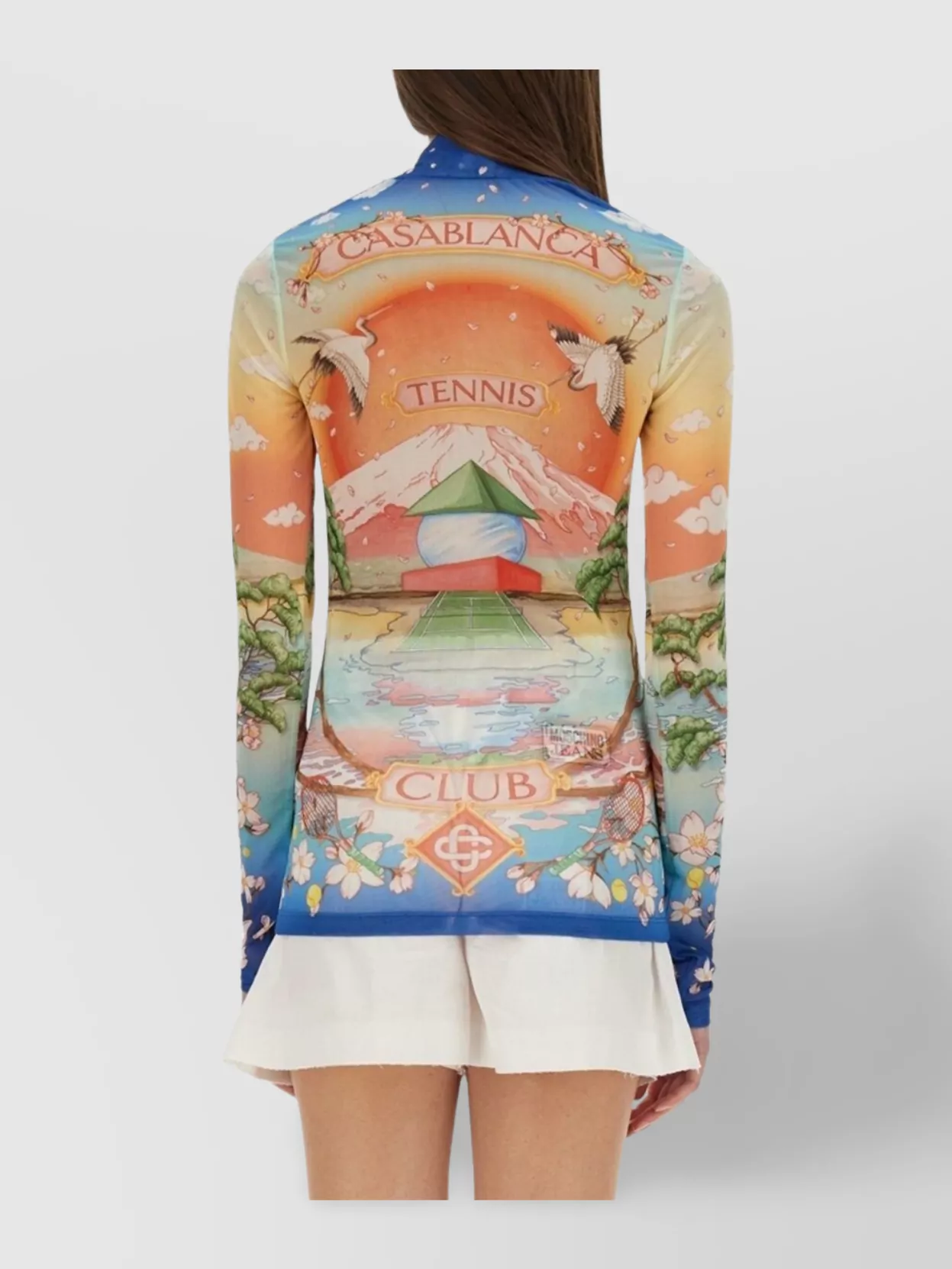 Casablanca Graphic Print High Neck Stretch Top