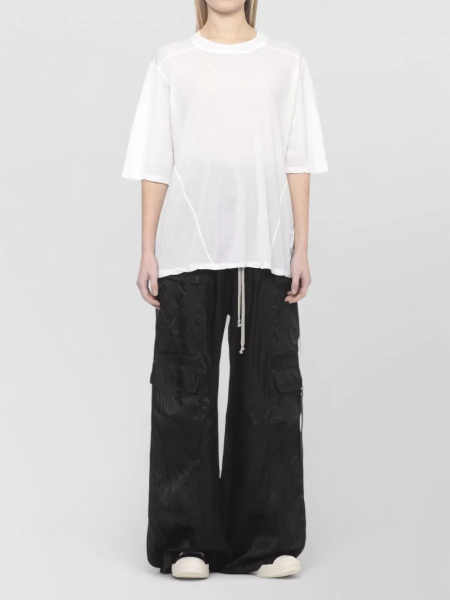 Rick Owens Drkshdw Asymmetric Hem Oversize Relaxed Sheer Cotton T Shirt