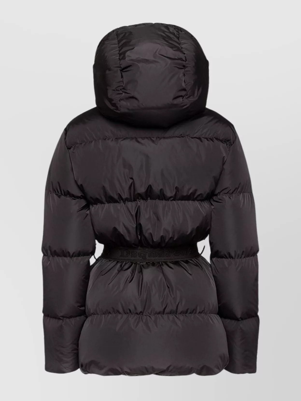 Dsquared2 Quilted Hooded Coat Belted Waist In Purple