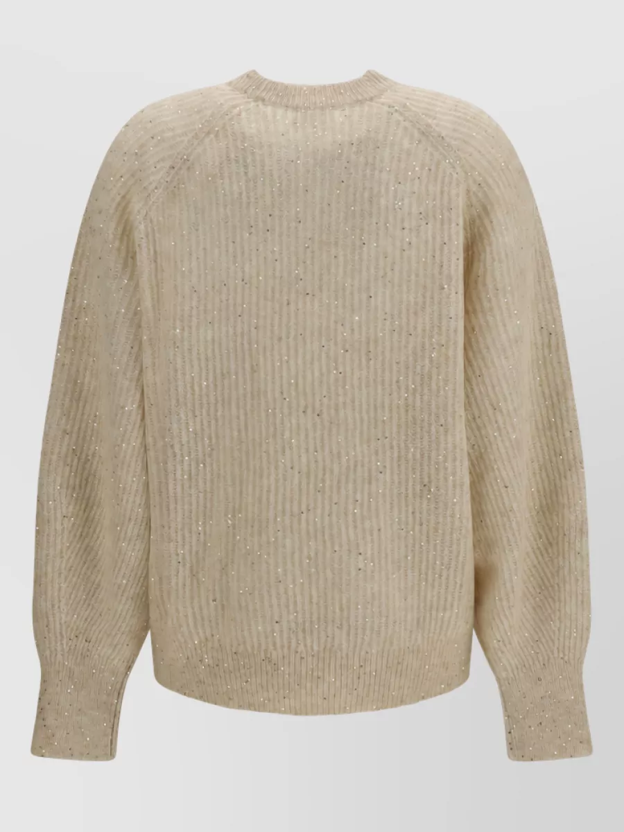 Brunello Cucinelli Mohair-Blend Ribbed Crewneck Sweater