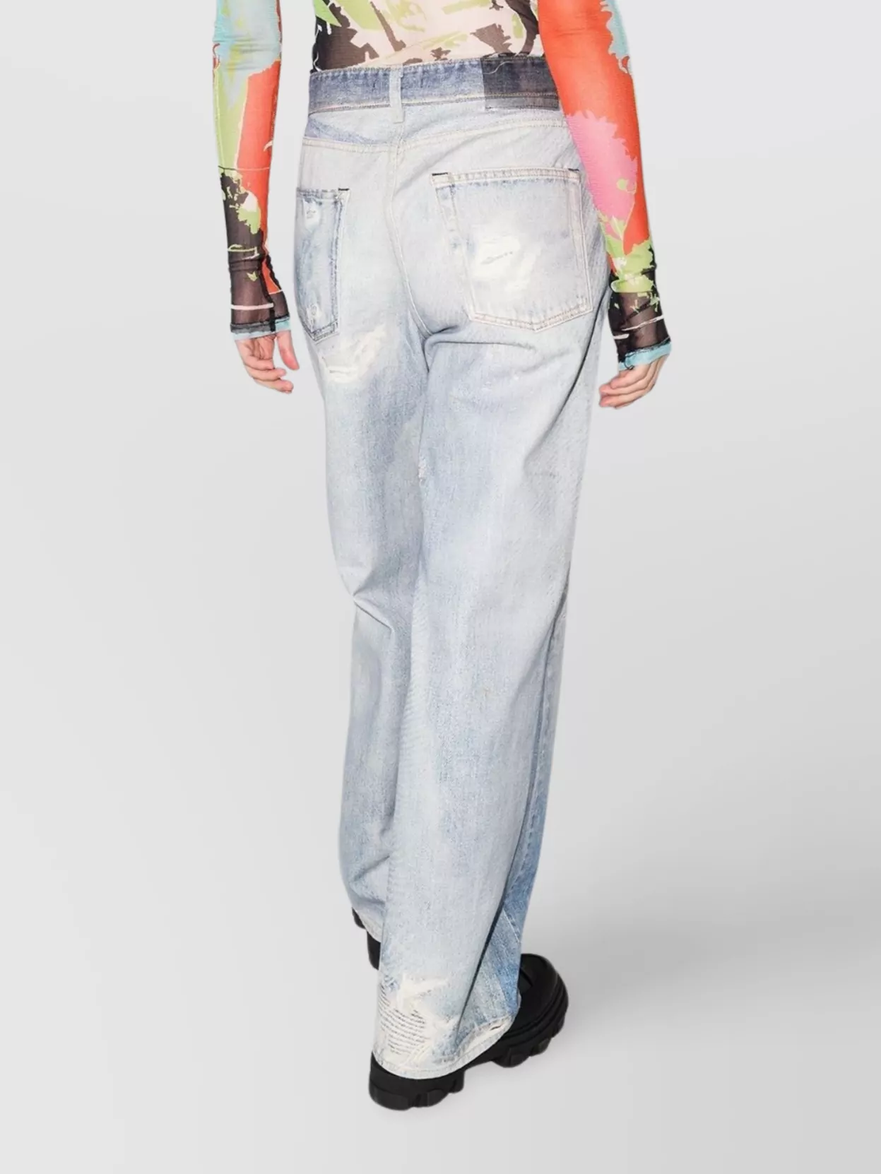 Our Legacy High Waist Boyfriend Jeans With Distressed Finish In White