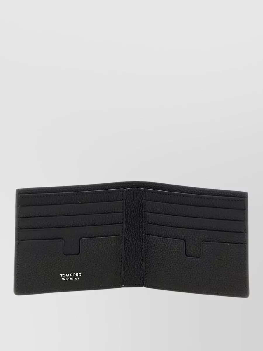 Tom Ford Textured Logo Leather Folding Cardholder Wallet