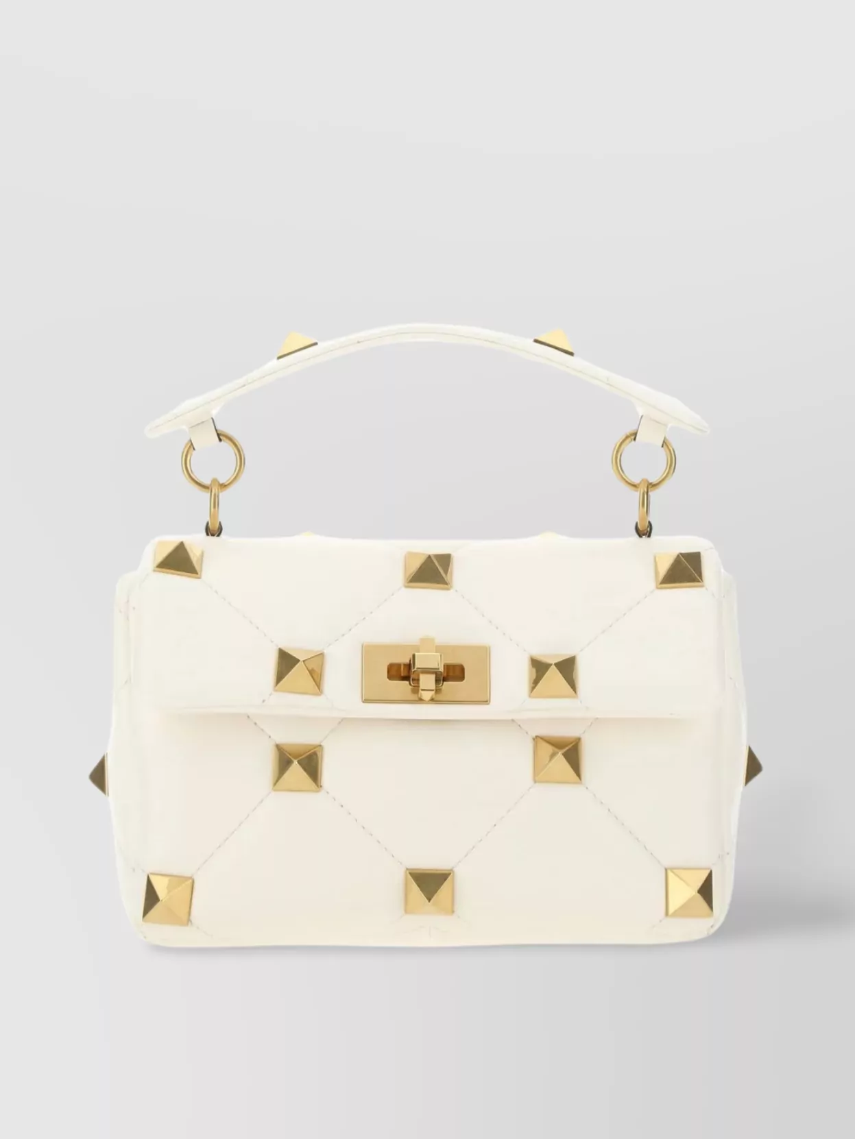 Shop Valentino Medium Roman Stud Handbag With Metal Studs In White