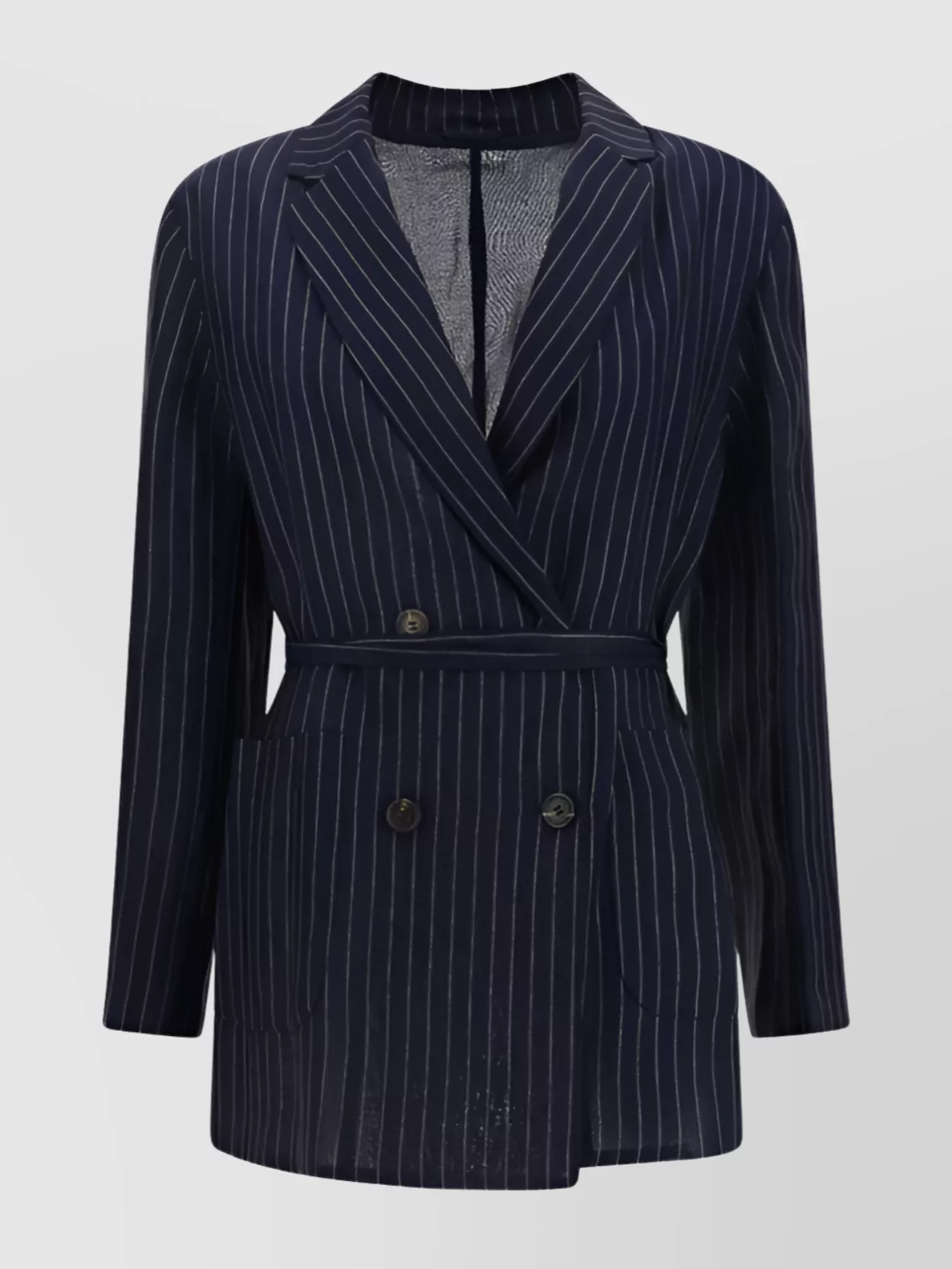 Shop Brunello Cucinelli Pinstripe Cotton Blazer Jacket Waistband