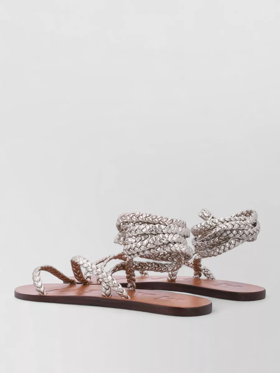 Manebi Braided Lace-Up Leather Sandals