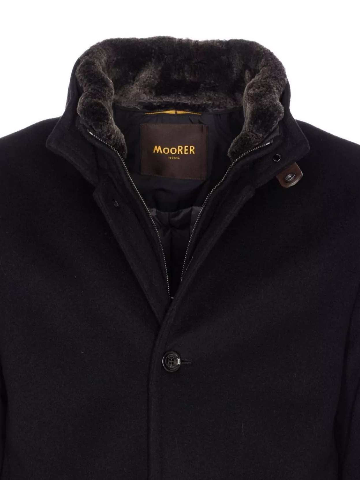 Moorer High Neck Long Padded Coat With Fur