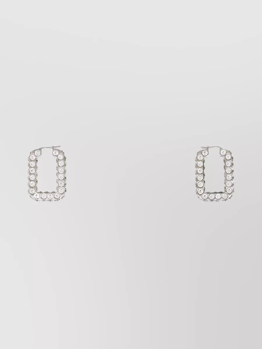 Shop Amina Muaddi Metallic Charlotte Crystal Hoop Earrings In White