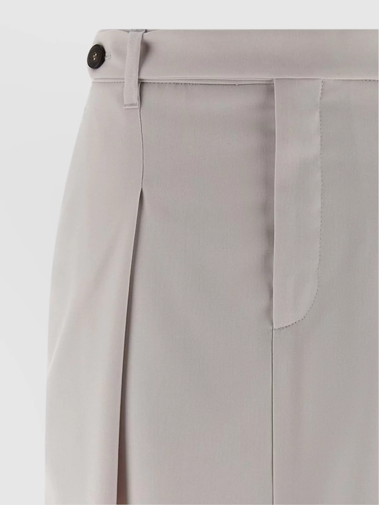 Brunello Cucinelli Curved Pleated Skirt Button Detail In Neutral