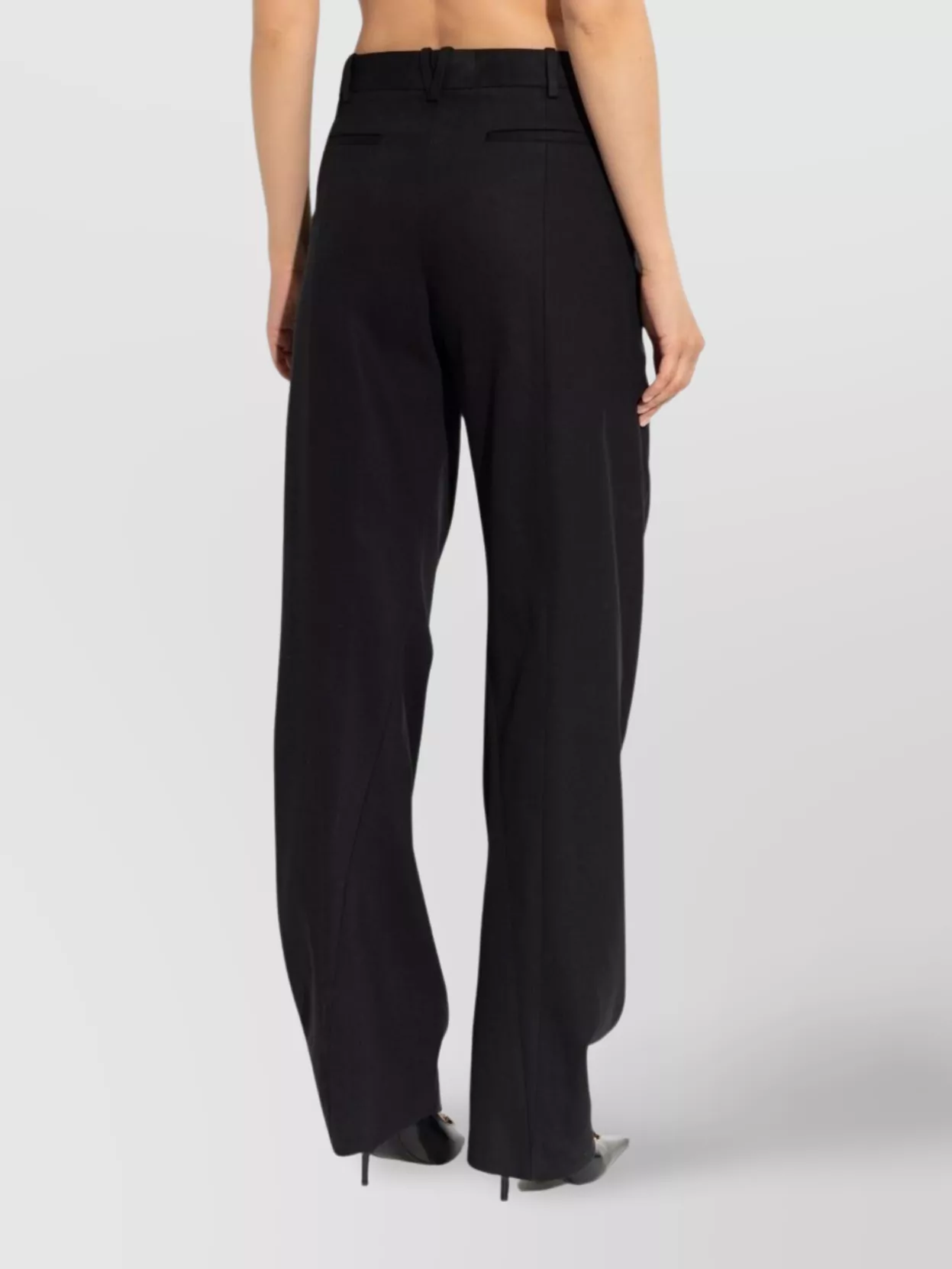 Versace Straight Trousers Featuring Back Pockets In Black