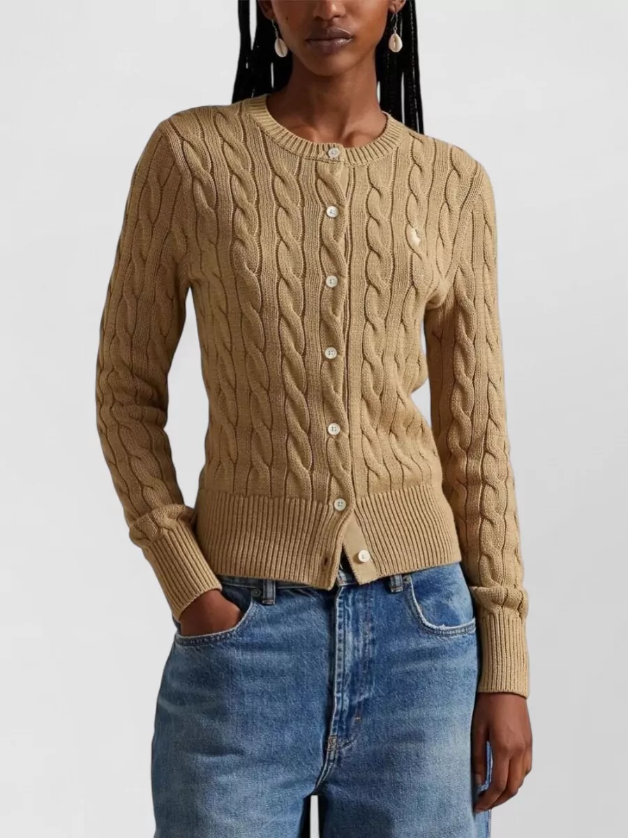 Polo Ralph Lauren Cotton Crewneck Cardigan Cable Knit