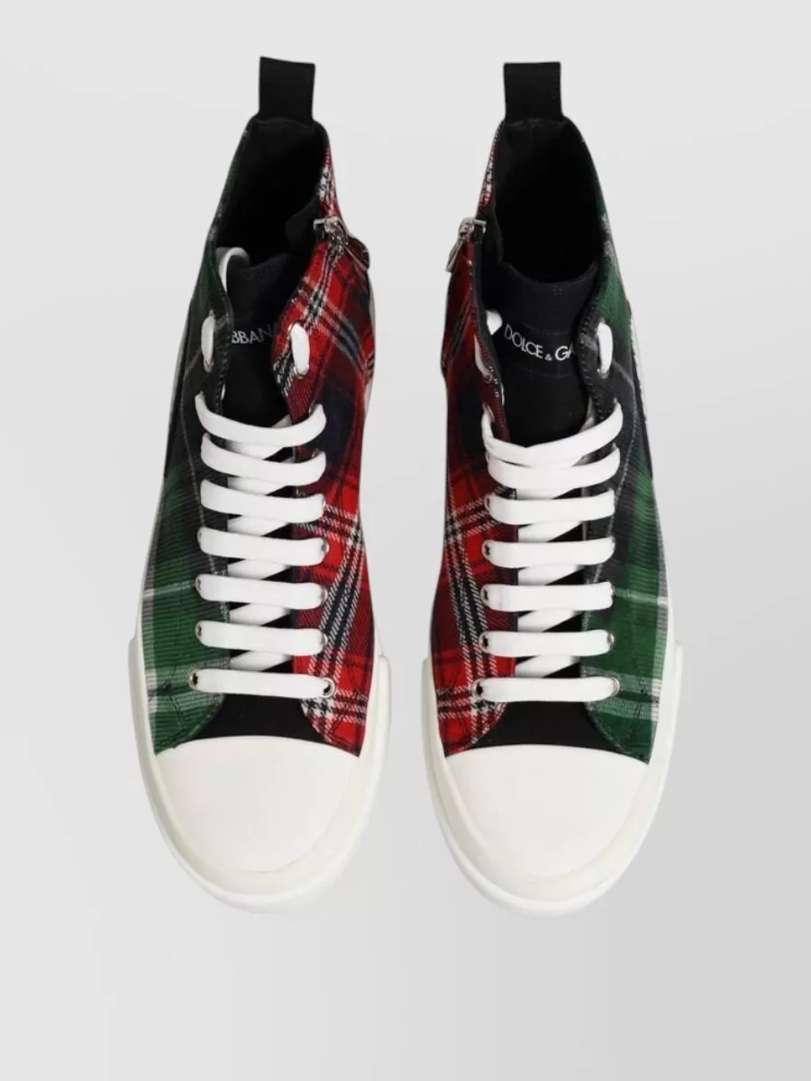 Dolce&Gabbana Plaid High-Top Sneakers