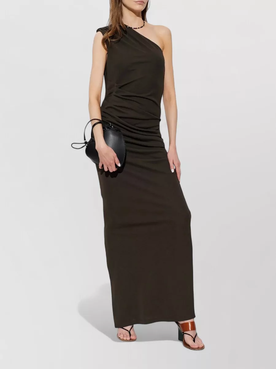 Rotate ruched one-shoulder side-slit maxi dress