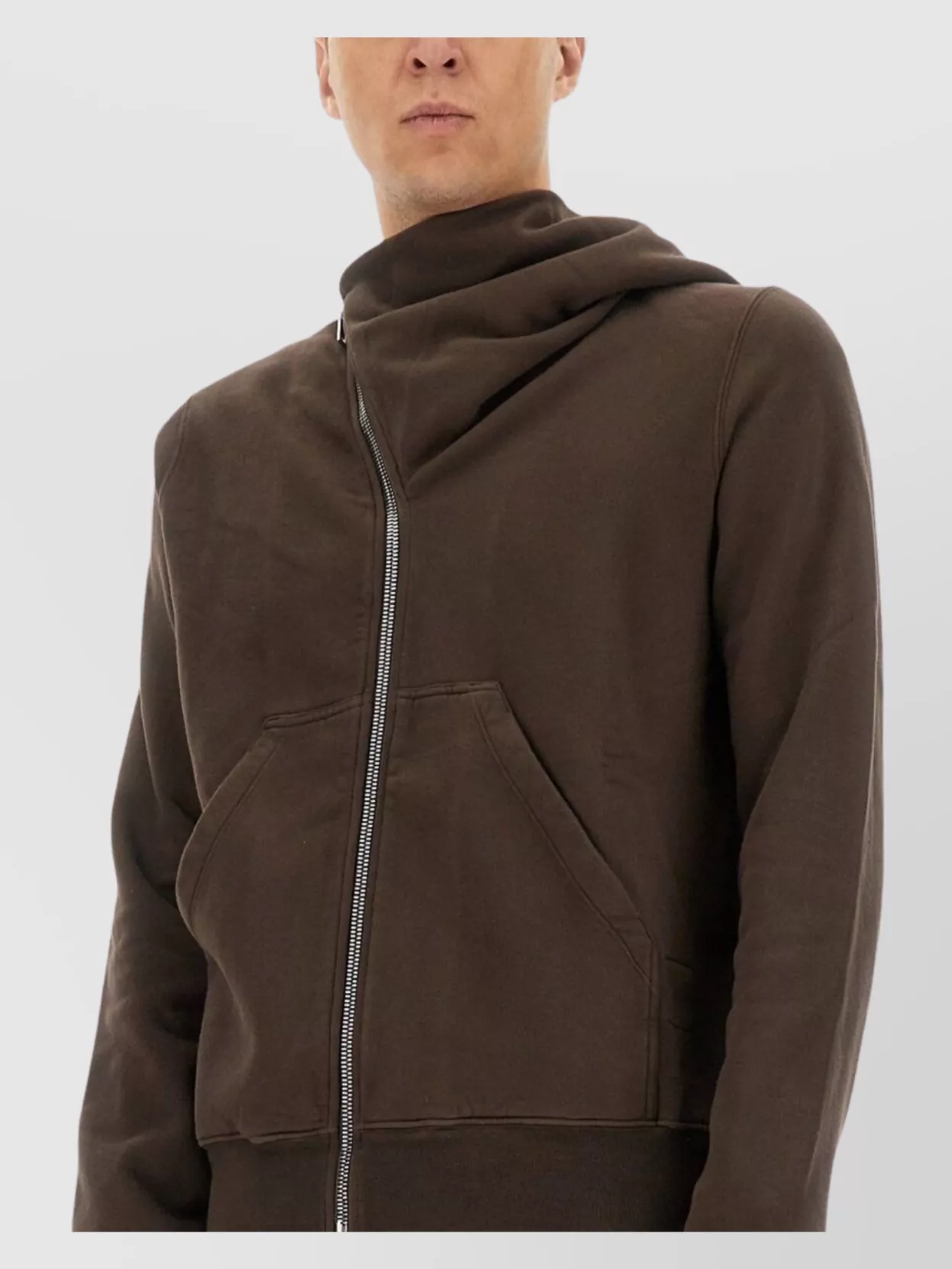 Rick Owens Drkshdw Asymmetric Collar Knitwear Kangaroo Pocket