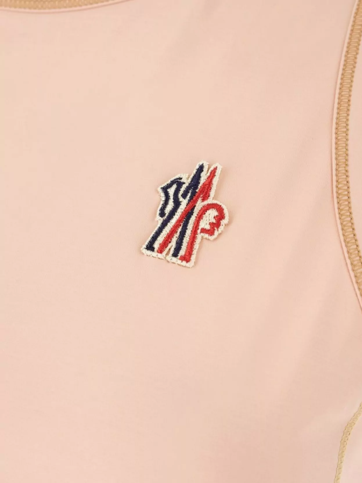 Moncler Sleeveless Round Neck Top With Contrast Stitching In Pink