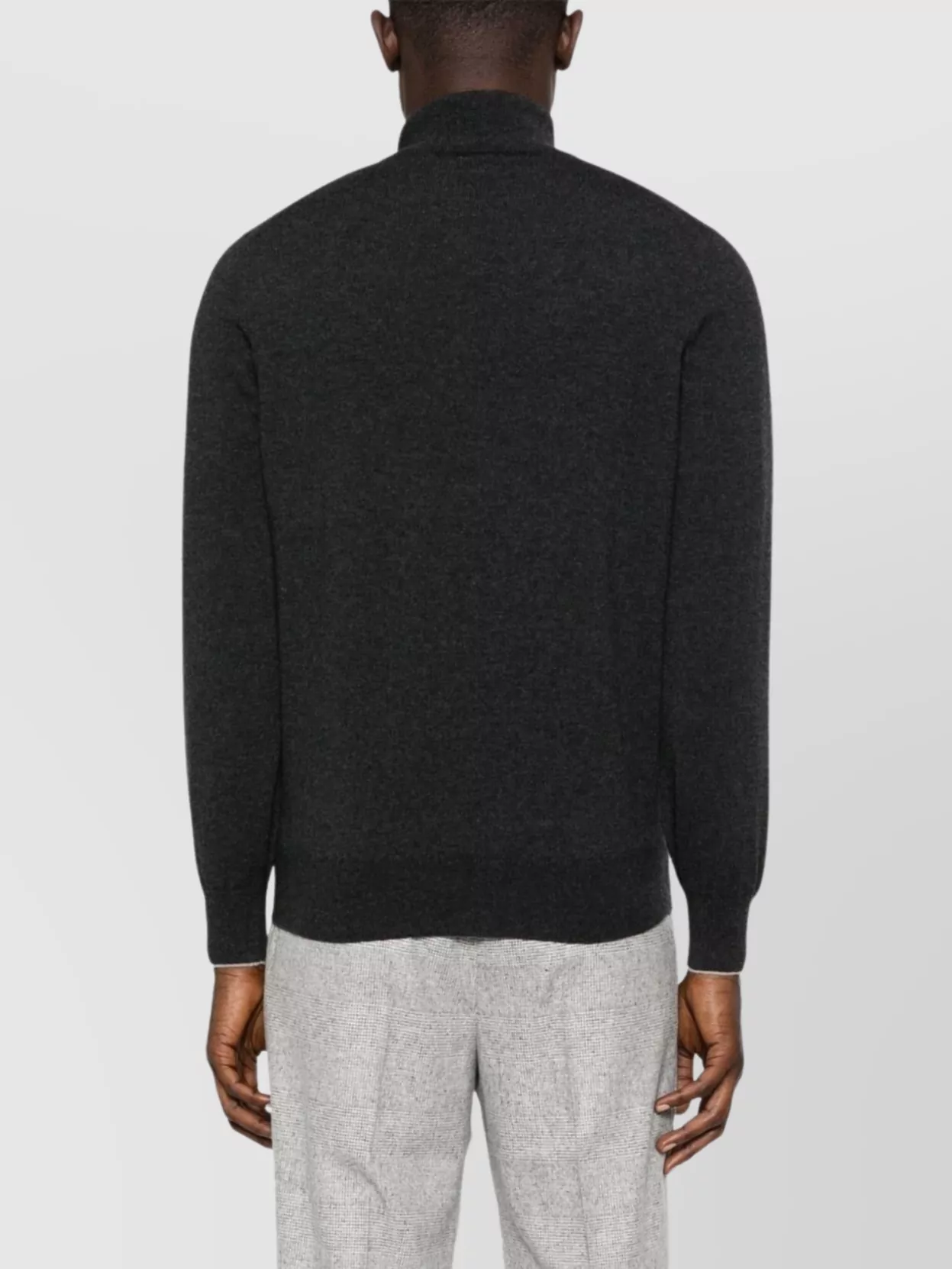 Brunello Cucinelli High-Neck Cashmere Sweater With Curved Hem