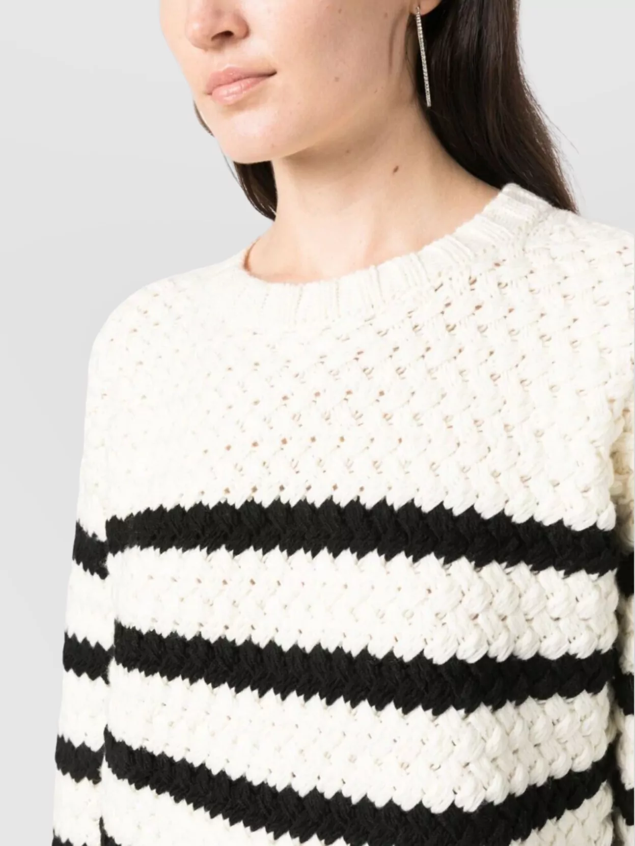 Alanui Textured Knit Striped Crew Neck Sweater