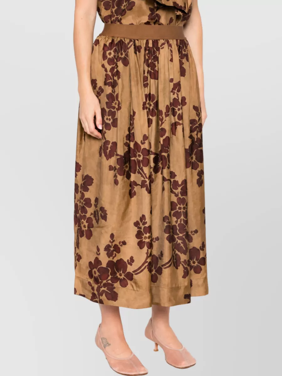 Uma Wang Floral-Print Pleated Midi Skirt