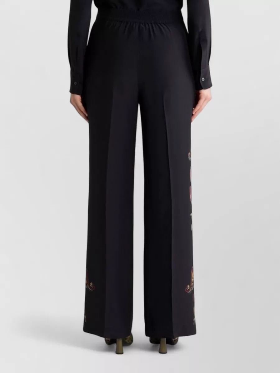 Etro Silk Floral-Print Wide-Leg Trousers