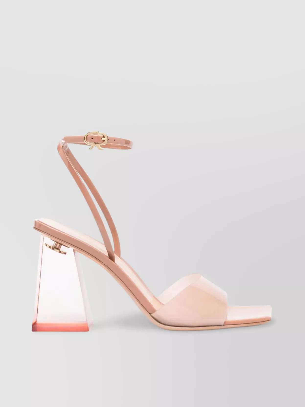 Shop Gianvito Rossi 85mm Block Heel Sandal With Transparent Plexi In Pastel