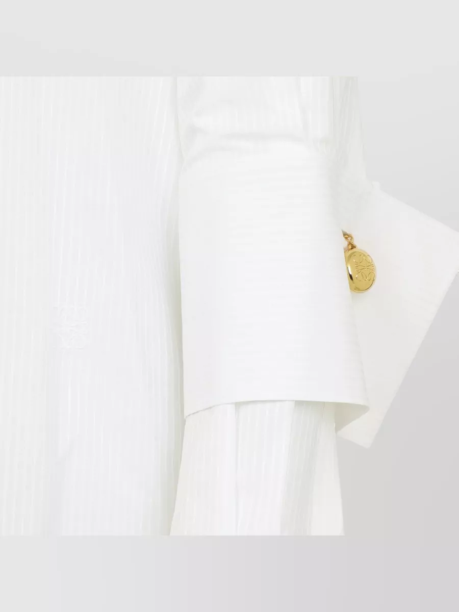 Loewe Striped Shirt Pointed Collar Gold Tone Buttons