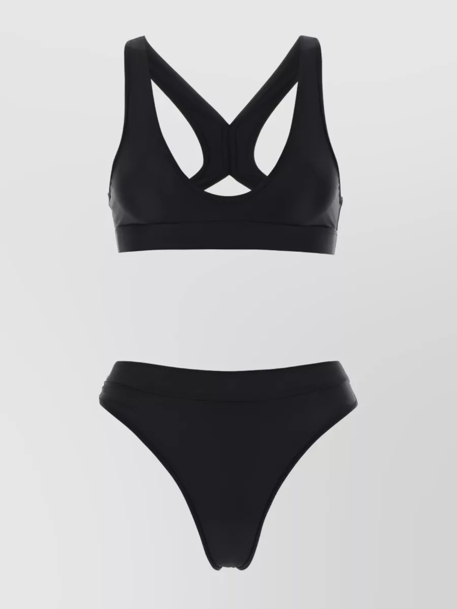 Shop Ami Alexandre Mattiussi Two-piece Plain Bikini Set In Black