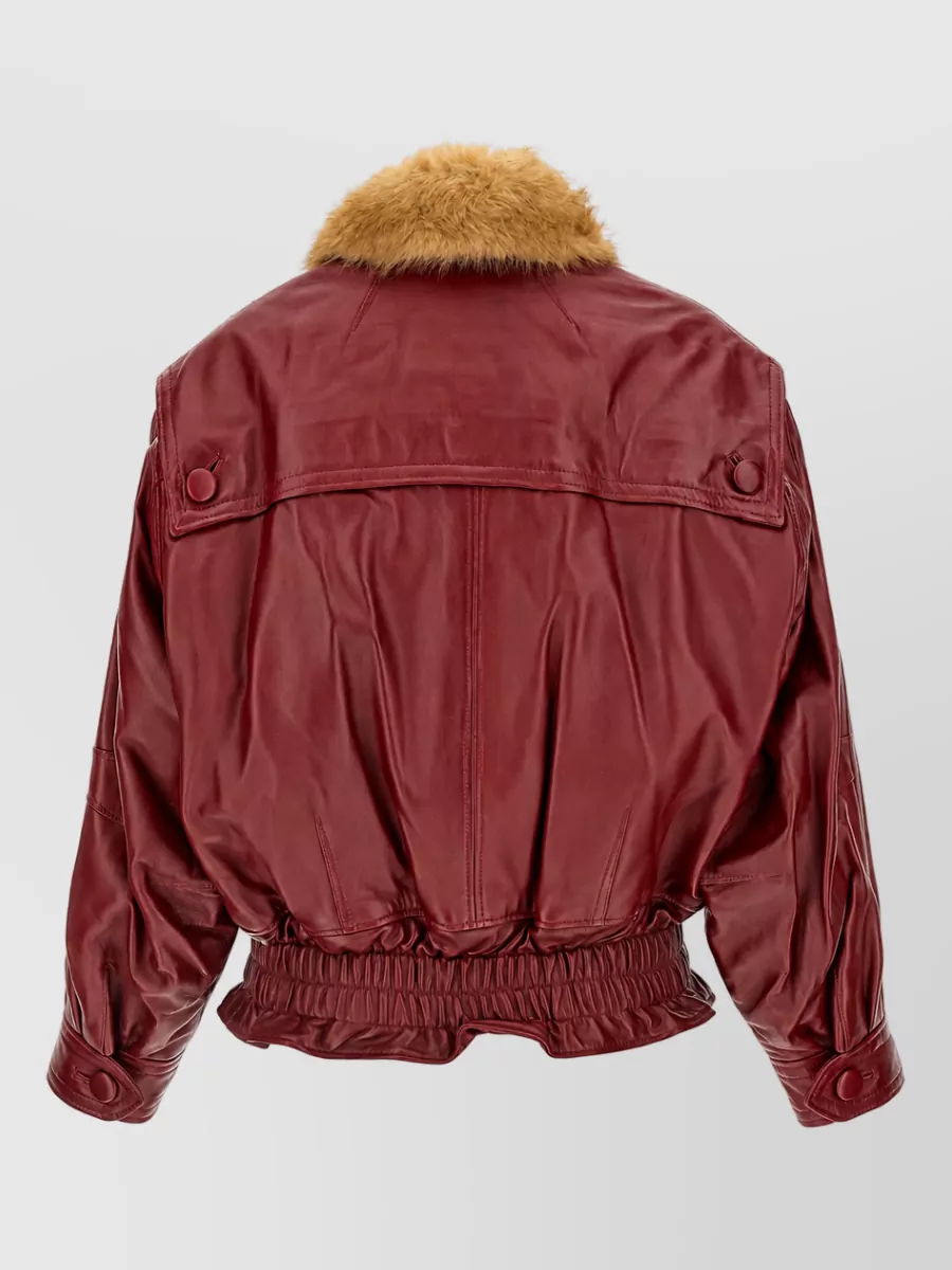 Isabel Marant Leather Shearling Effect Asymmetric Double Breasted Jacket