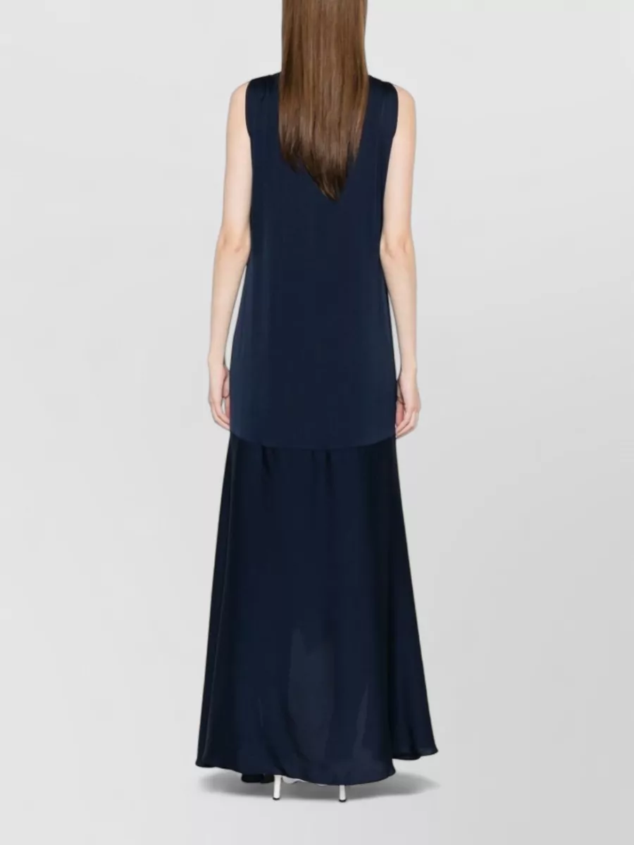 Silk95Five Silk V-Neck Sleeveless Paneled Maxi Dress