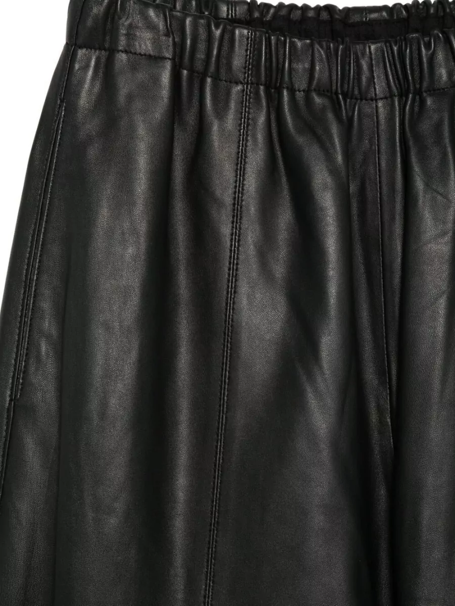 Alysi Leather Wide-Leg Trousers