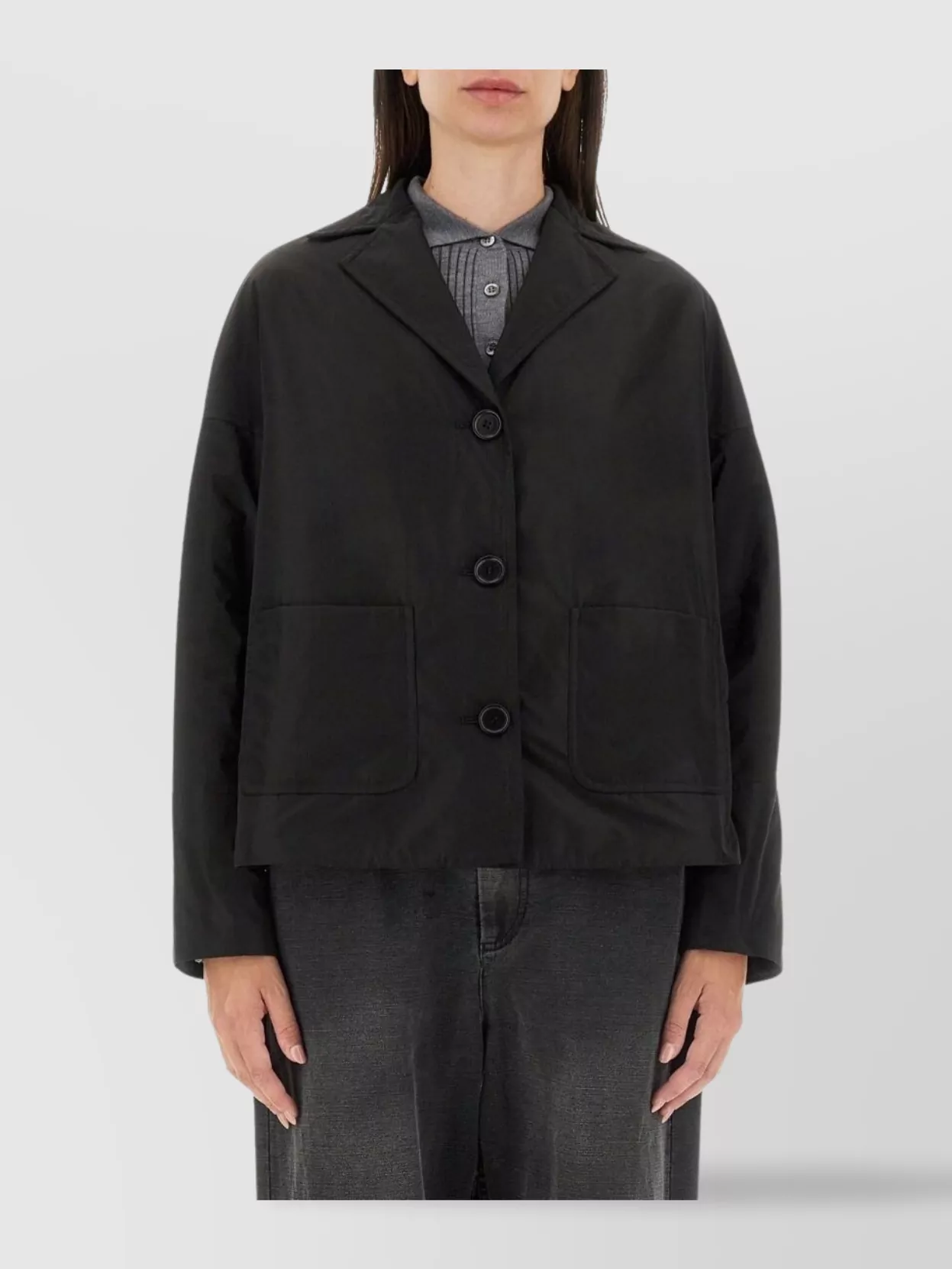 Aspesi Jacket With Front Pockets And Notched Lapels In Gray