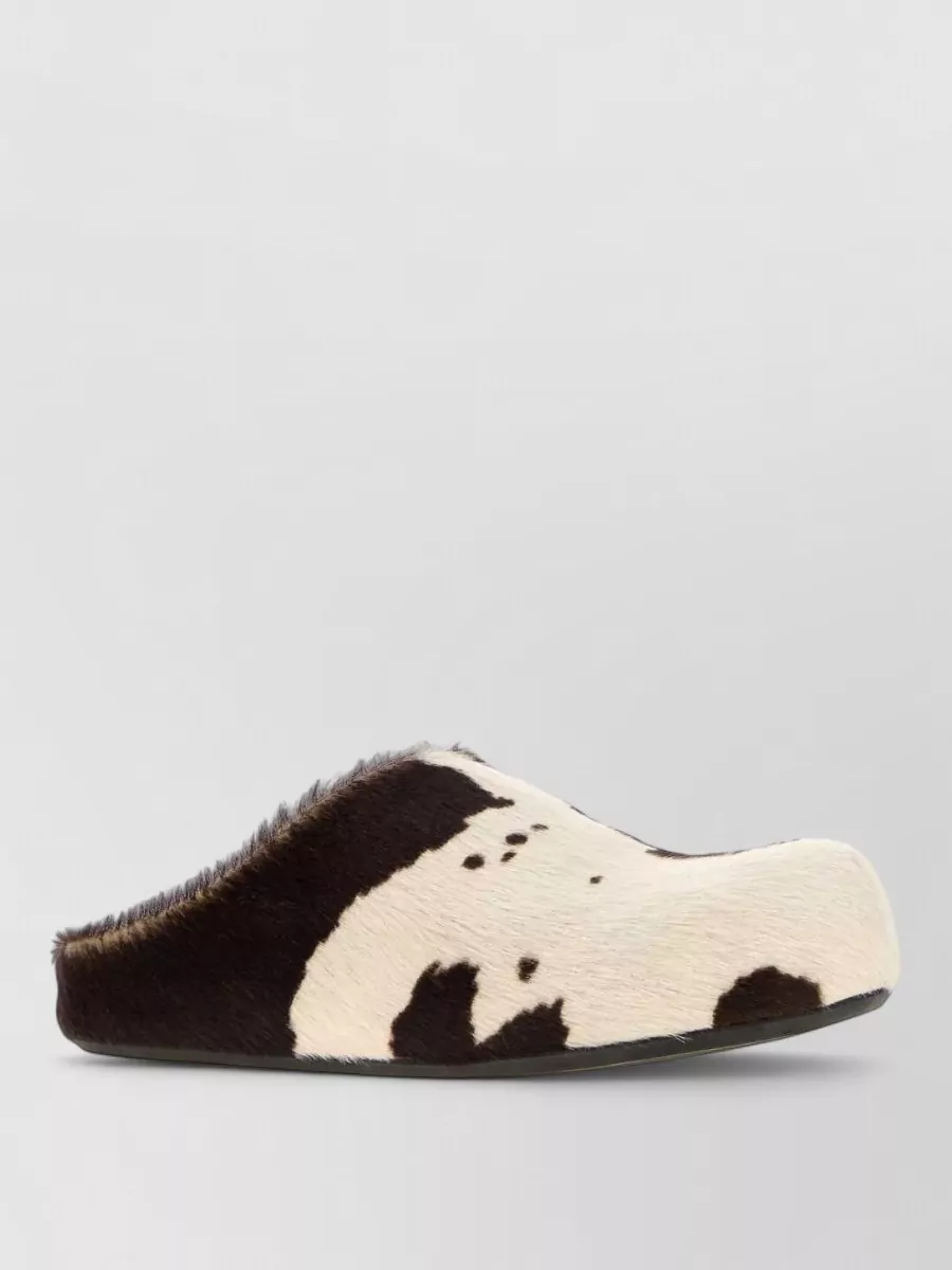 Marni calf hair cow-print fussbett slippers