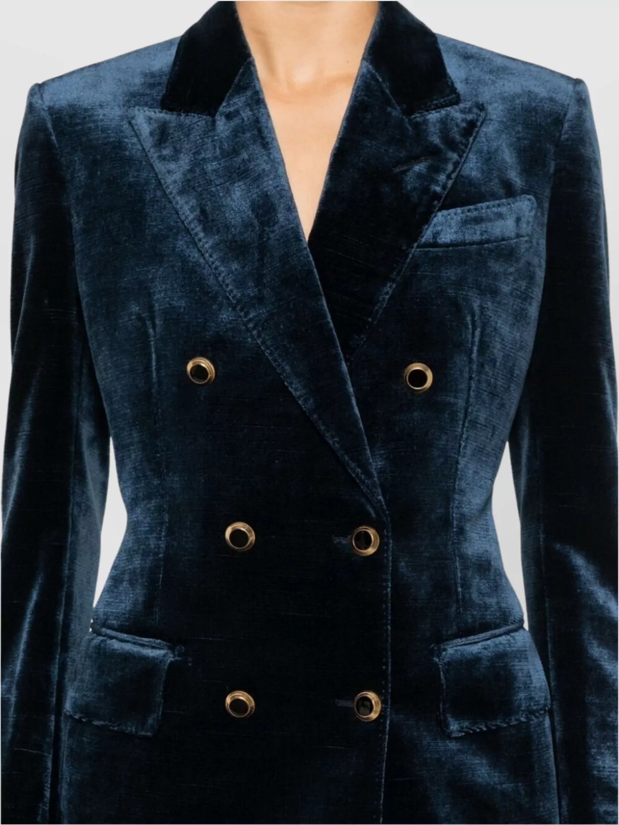 Tom Ford Velvet Double-Breasted Jacket Gold Buttons