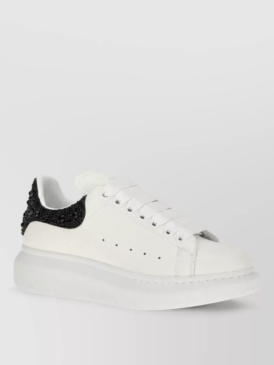Alexander Mcqueen Leather Crystal Embellished Low-Top Sneakers