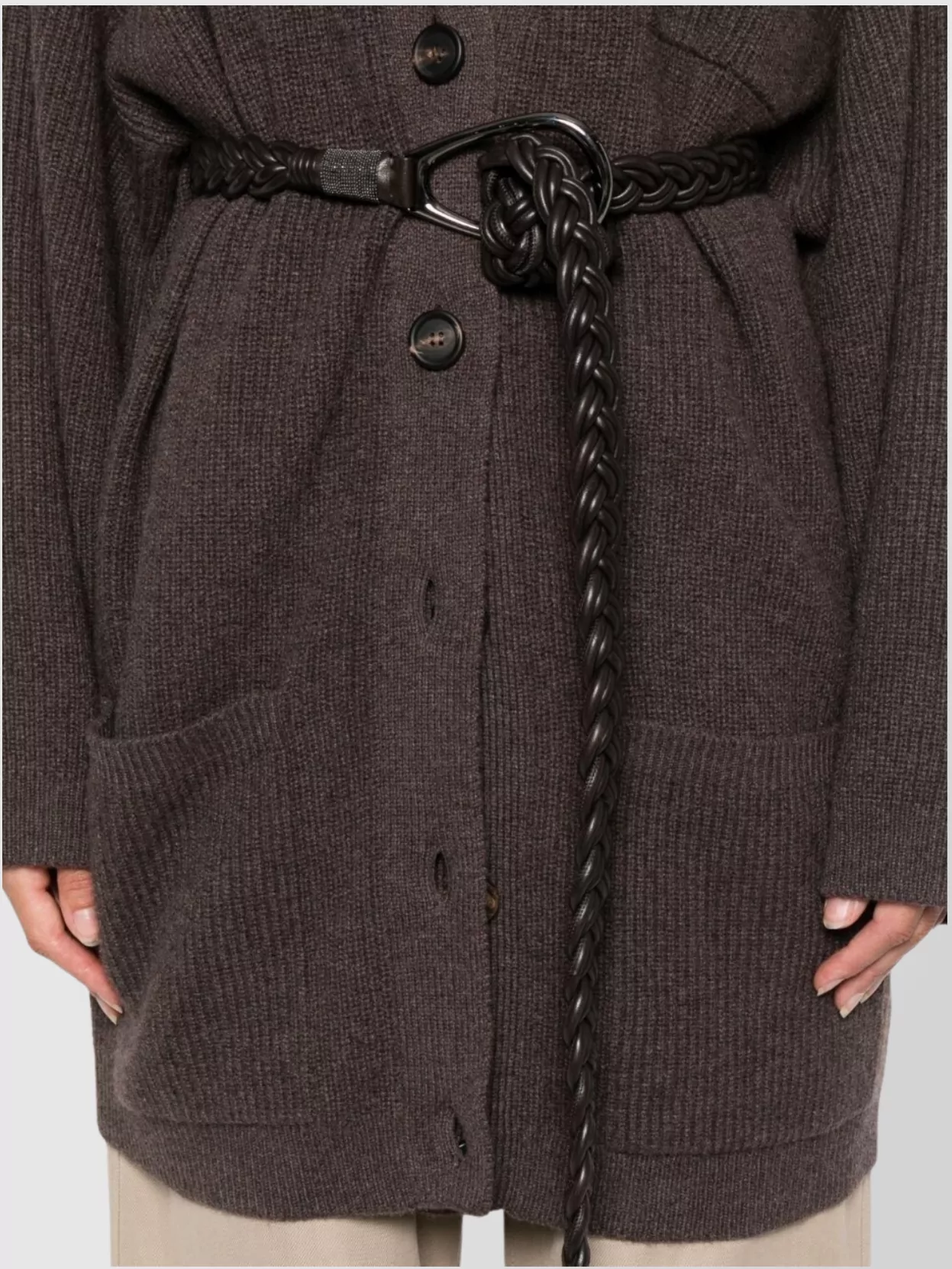 Brunello Cucinelli V-Necked Cashmere Cardigan Belted Waist