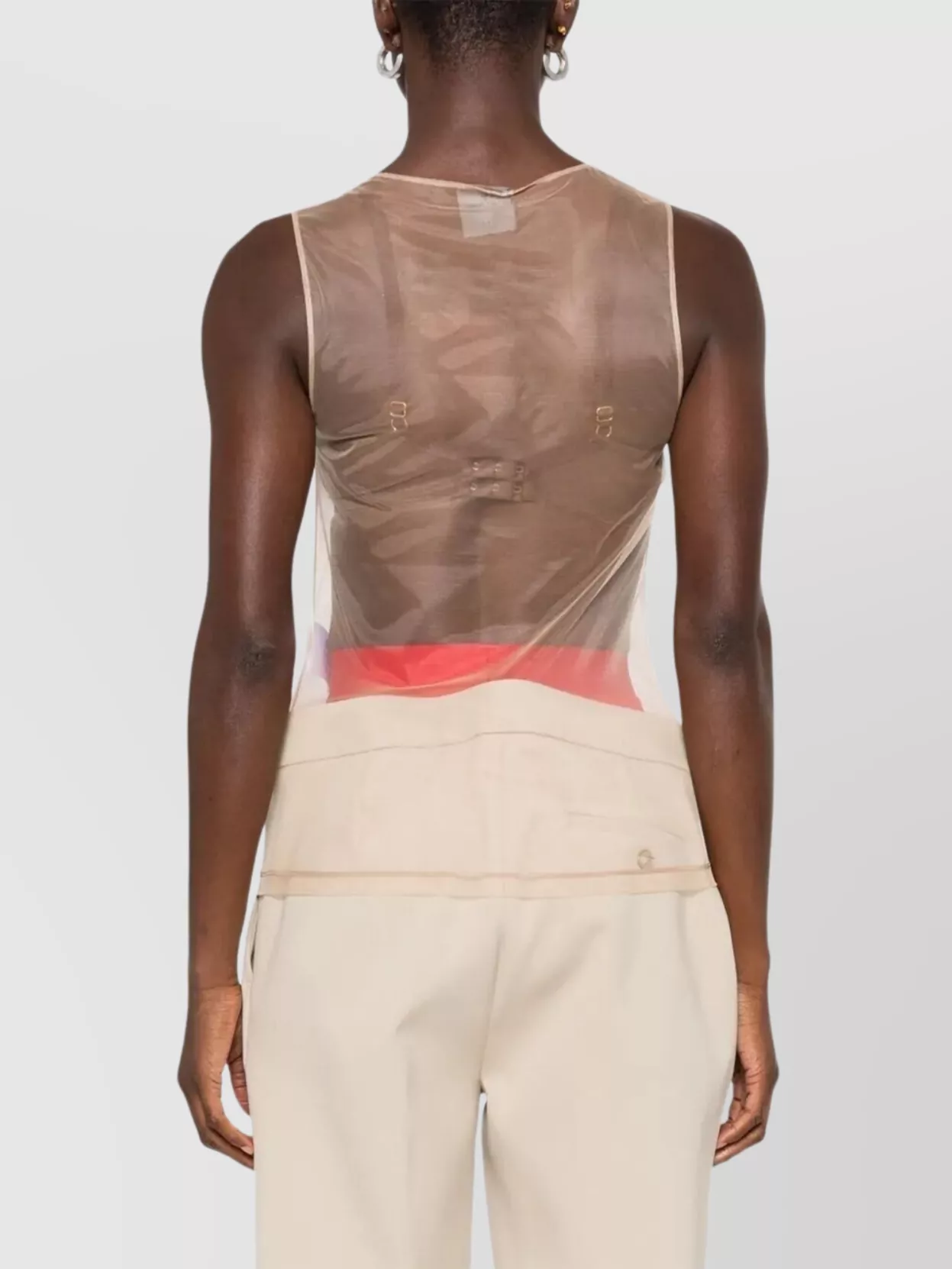 Courrèges Illusion Tulle Sleeveless Round Neck Top
