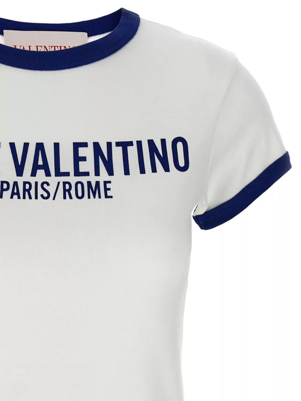 Valentino Womens Regular-fit Brand-print Cotton-jersey T-shirt Avorio Blu Elettrico