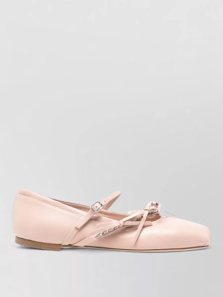 Jimmy Choo Loli Leather Ballet Flats Crystal Strap Bow