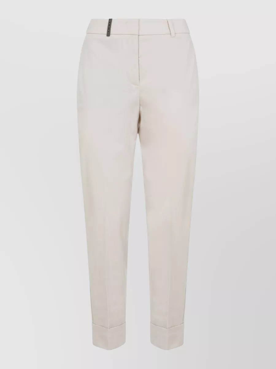 Peserico Trousers Cuffed Hem Belt Loops Pockets