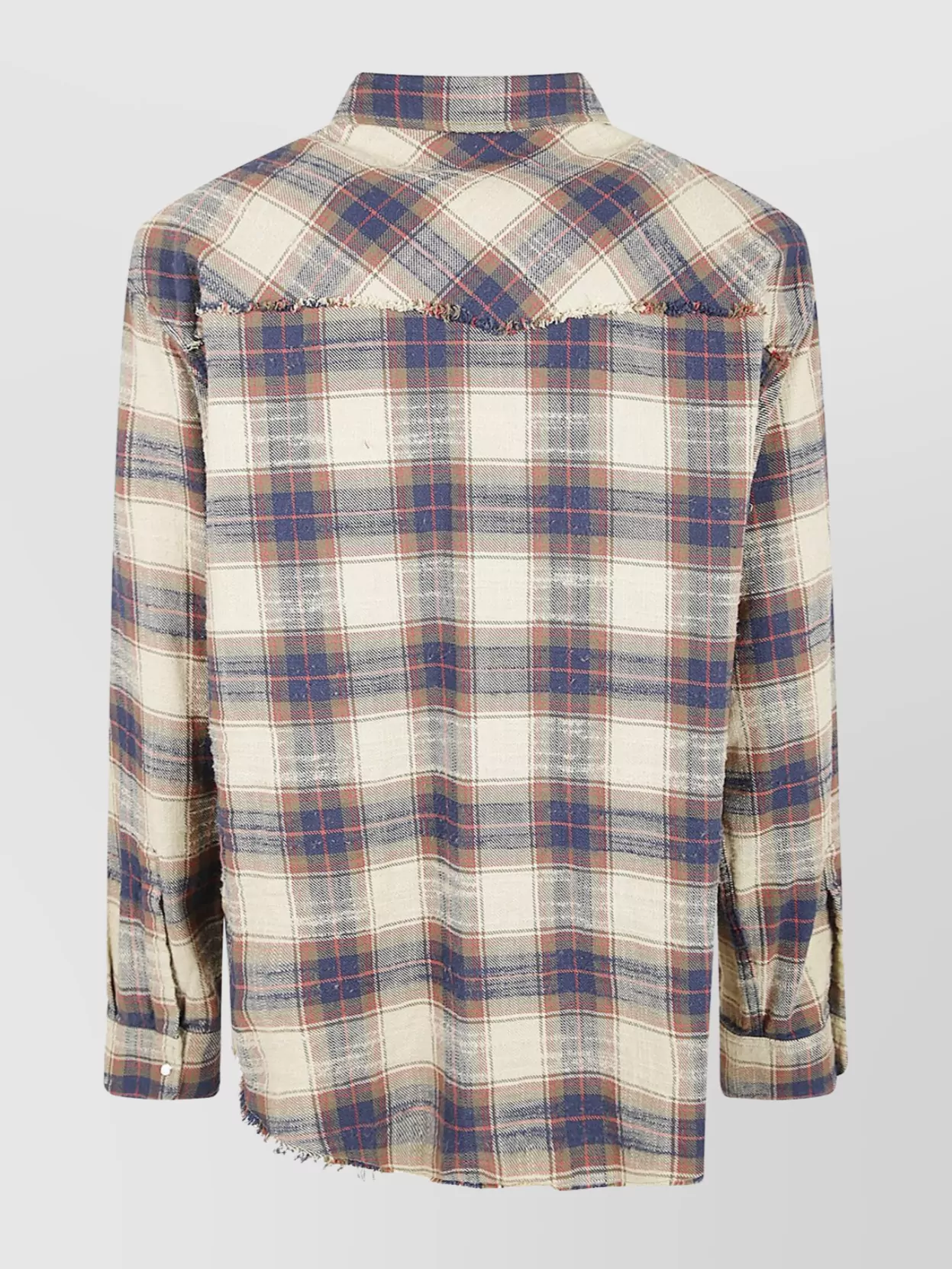 Dsquared2 Long Sleeve Plaid Shirt With Frayed Hem In Multi