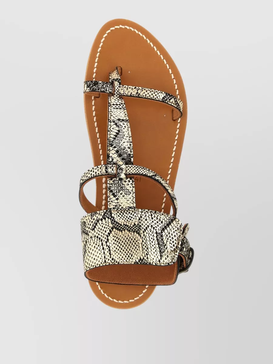 K. Jacques Leather Python Print Sandals