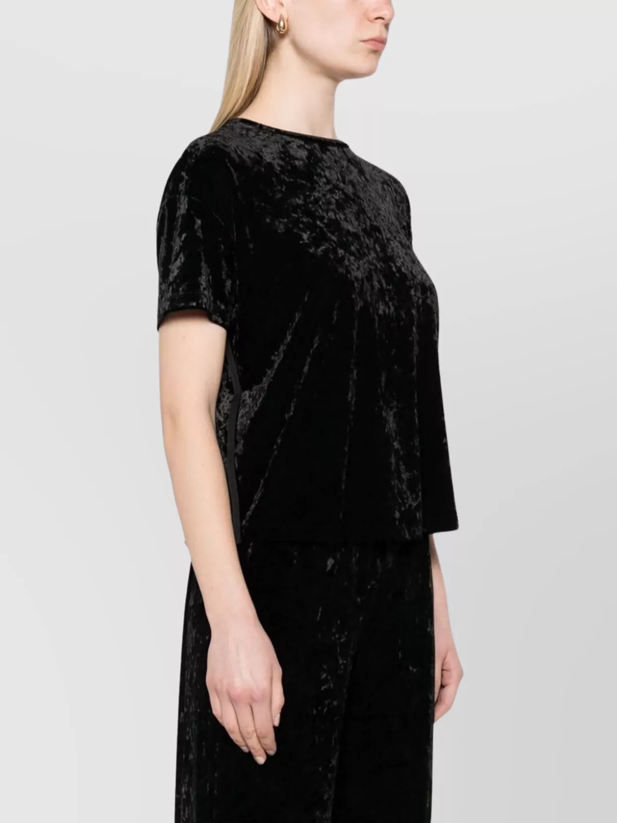 Herno Soft Velvet Round Neck Short Sleeve Top