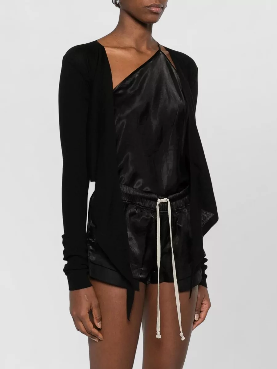 Rick Owens Temple Cropped Knit Wrap Front Top