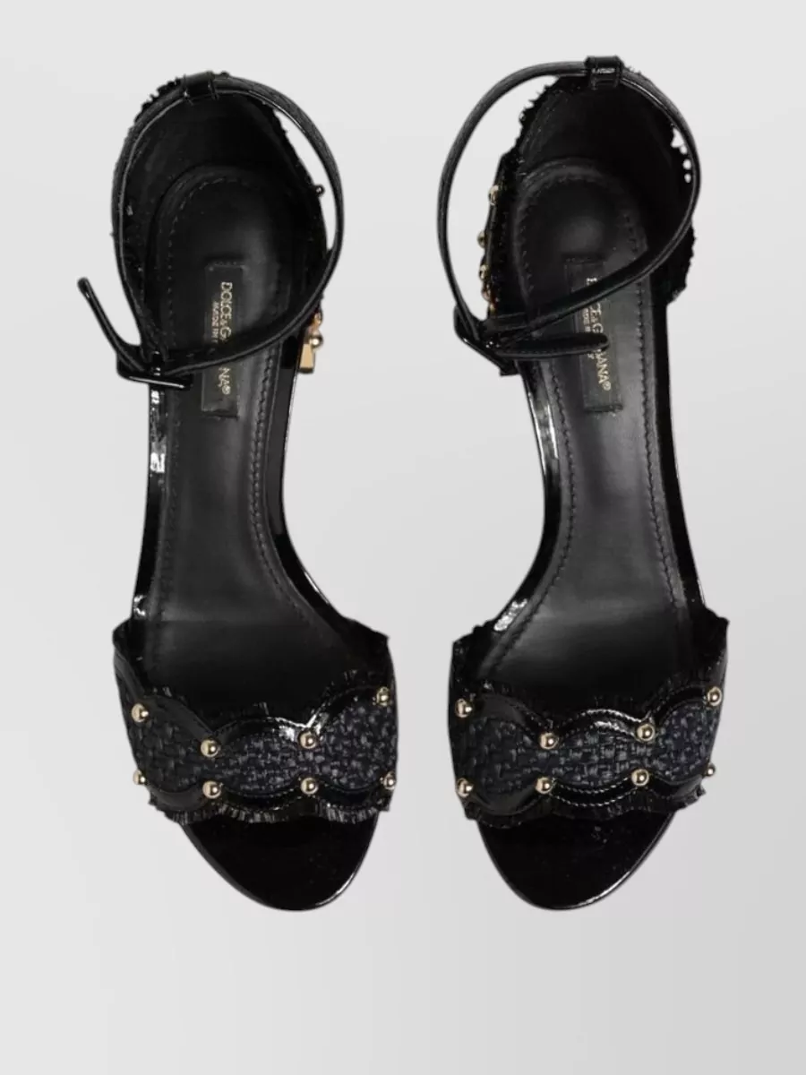 Dolce&Gabbana Leather Studded Ankle Strap Pumps