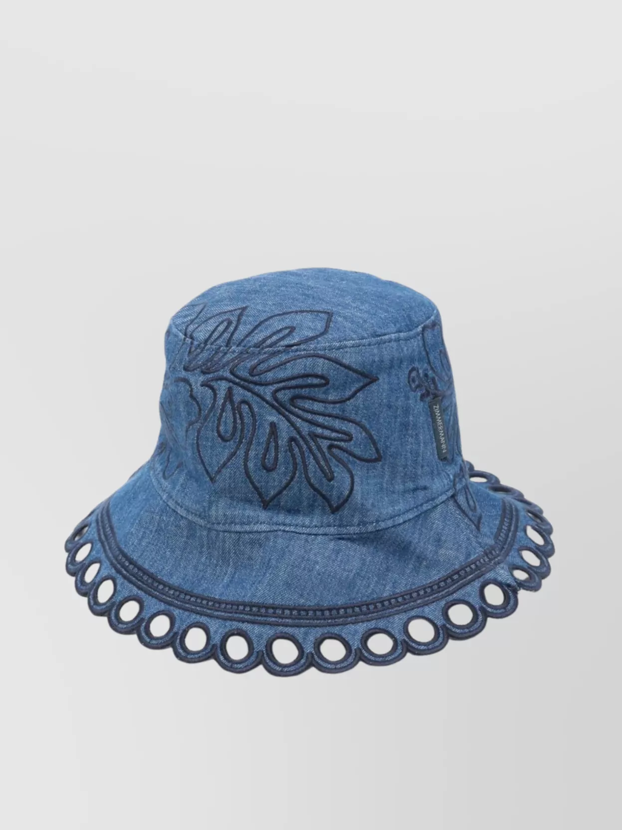 Zimmermann Denim Bucket Hat Floral Embroidery