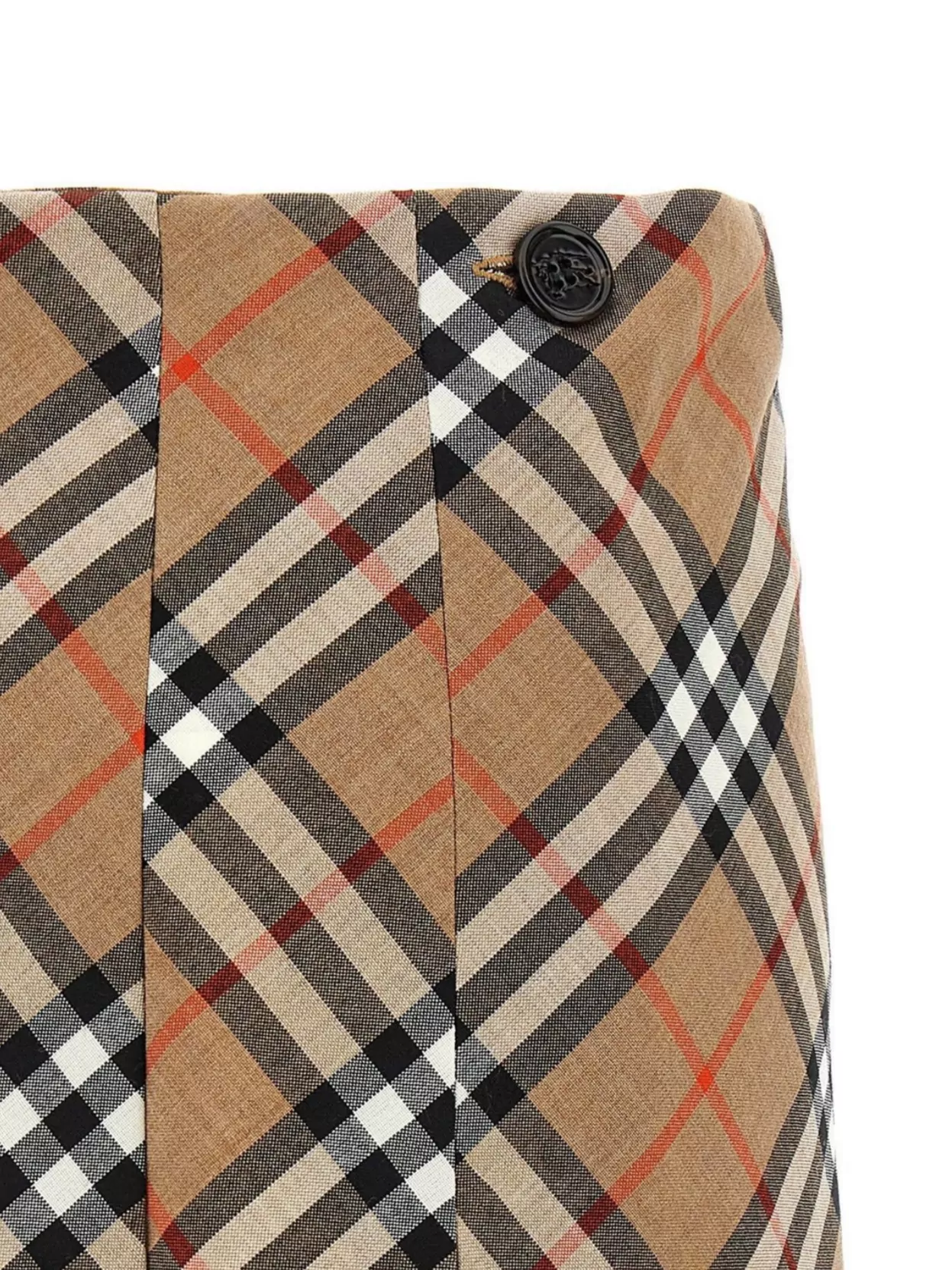 Shop Burberry Check Pattern Fringe Pleated Skirt
